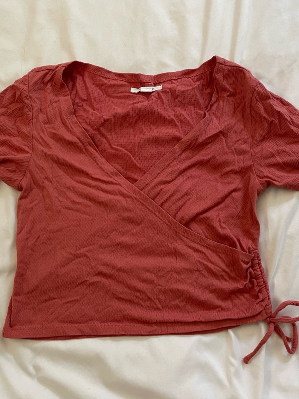 O'Neill Rust Red Wrap Crop Top with Side Tie